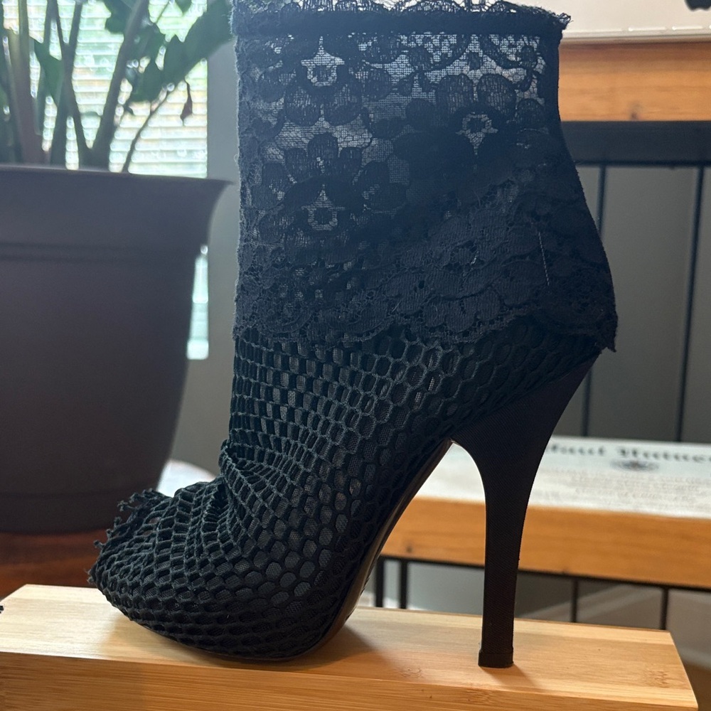 Dolce & Gabbana Black Mesh Heeled Boots